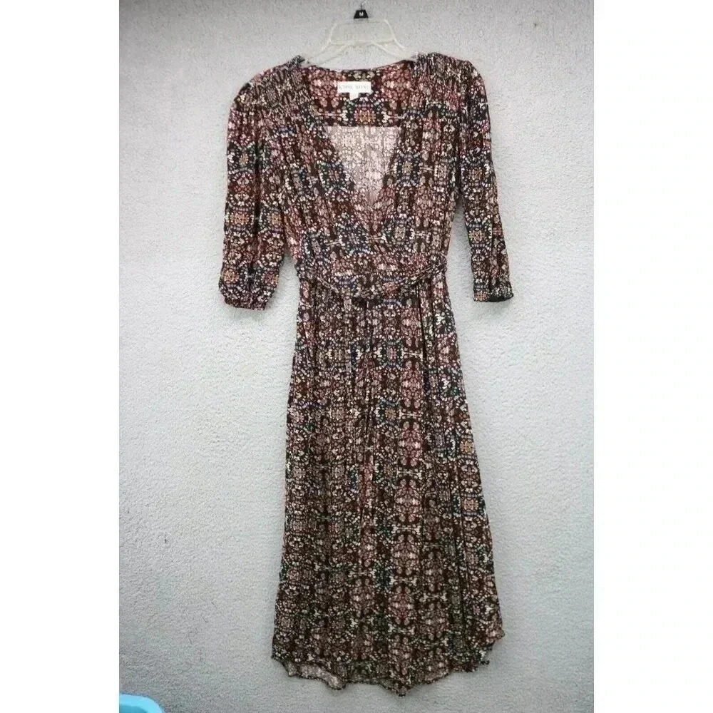 Knox Rose V-Neck Maxi Wrap Dress-Size XS-Prairie-Boho-Very Soft-Rayon